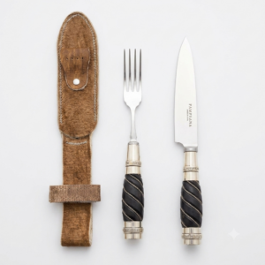 Juego De Cubierto Individual Fino Cuchillo Y Tenedor Madera, Alpaca Y Alambre PAMPEANA